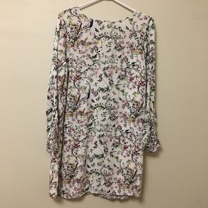 H&M - Cream Dress w/ Floral/Bird Print - Size: 10